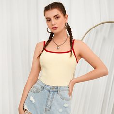 Топ с контрастной отделкой Shein