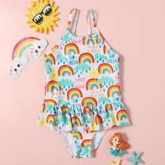 с оборками буква милый Купальники для девочек Shein