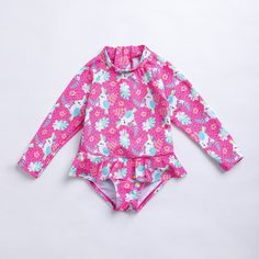 Слитный купальник с мультипликационным принтом для девочек Shein