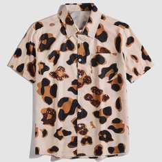 Карман Леопардовый Отпуск Мужские рубашки Shein