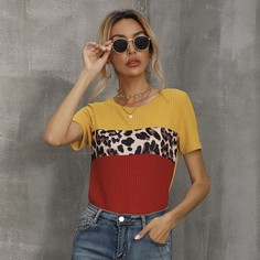 Леопардовый Повседневный Футболки Shein