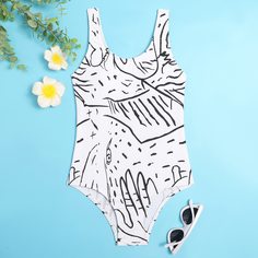 Принт Повседневный Купальники для девочек Shein