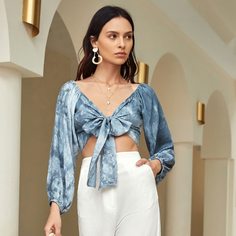 С батом перед тай дай Бохо Женские топы Shein