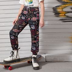 Карман буква Повседневный Брюки для девочек Shein