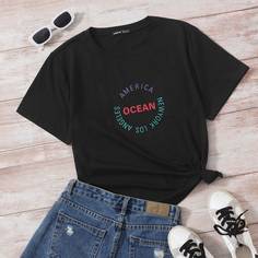 буква Повседневный Футболки Shein