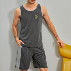 с вышивкой Мультяшный принт Повседневный Мужская домашняя одежда Shein