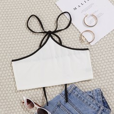 Топ с завязками на спине и контрастным переплетом Shein