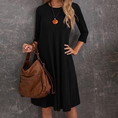 Платье в клетку с круглым воротником Shein