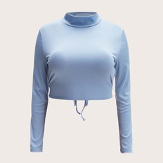 Однотонная трикотажная футболка размера плюс Shein