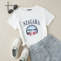 буква Повседневный Футболки Shein