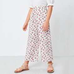 Карман цветочный Бохо Брюки для девочек Shein