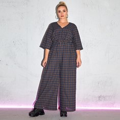 Комбинезон размера плюс в клетку Shein