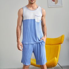 с карманами Контрастный цвет Повседневный Мужская домашняя одежда Shein