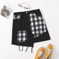Асимметричная юбка в клетку Shein