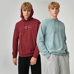 Мужская толстовка на кулиске с вышивкой 2шт Shein