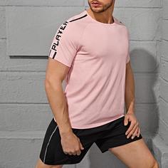 Мужская спортивная футболка с надписью и рисунком на рукавах реглан Shein