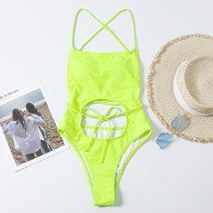 Неоновый слитный купальник Shein