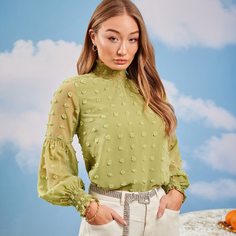 Шифоновый топ с воротником-стойкой Shein