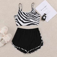 Пижама с принтом зебры Shein