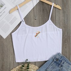 Топ на бретелях с буквенным и мультяшным рисунком Shein