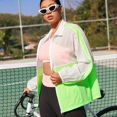 Двухцветная прозрачная спортивная куртка размера плюс Shein