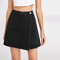 Однотонная джинсовая юбка Shein