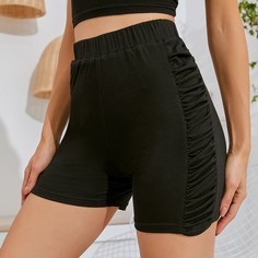 Однотонные шорты с эластичной талией Shein