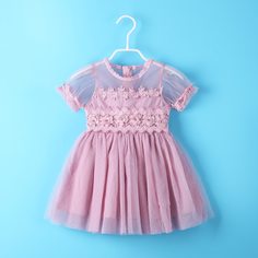 с аппликацией Одноцветный милый Платья для девочек Shein