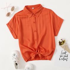 Однотонная блуза с оригинальным рукавом для девочек Shein