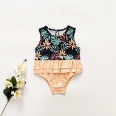 Боди с тропическим принтом для девочек Shein