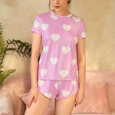 Пижама с принтом сердечка Shein
