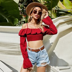 Короткий топ с открытыми плечами Shein