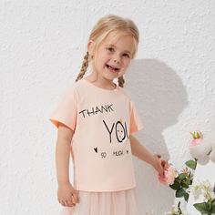 Лозунг Повседневный Футболки для маленьких девочек Shein