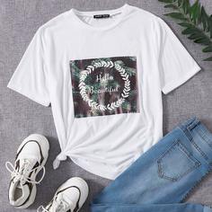 буква Повседневный Футболки Shein