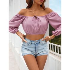 Топ с открытыми плечами и узлом Shein