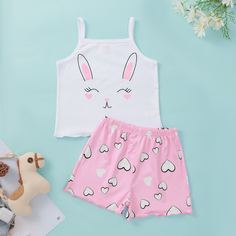 Пижама с мультипликационным принтом для девочек Shein