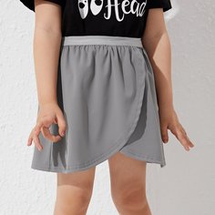 Одноцветный Повседневный Юбки для девочек Shein