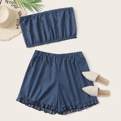 Джинсовые шорты и бандо размера плюс Shein
