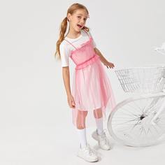 2 в 1 Платье с круглым воротником для девочек Shein