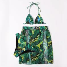 Пляжная юбка и бикини с тропическим принтом Shein