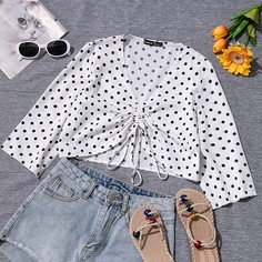 со сборками В горошёк Бохо Блузы Shein