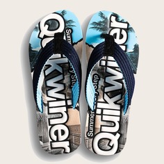 Мужские трикотажные вьетнамки с текстовым принтом Shein