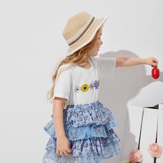 Топ с цветочным принтом для девочек Shein