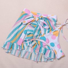 2шт трусики бикини и пляжная юбка в полоску Shein