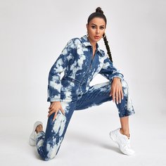 Контрастный джинсовый комбинезон Shein