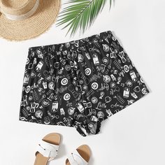 Принт Повседневный Шорты размер плюс Shein