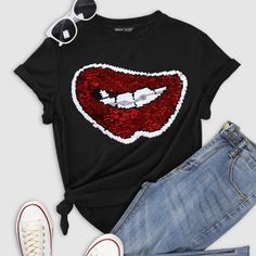 Футболка с блестками Shein