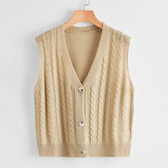 Пуговица Одноцветный Повседневный Кардиганы Shein