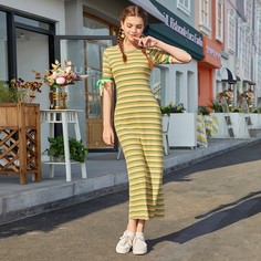 узел Полосатый Повседневный Платье Shein