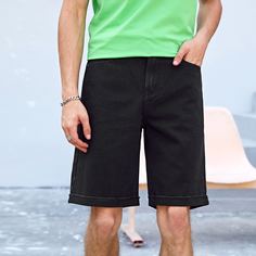 Мужские прямые джинсовые шорты Shein